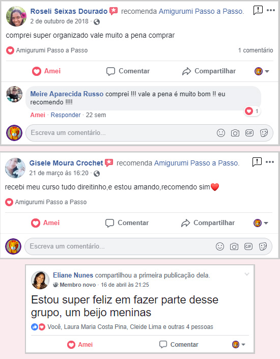 Prints de depoimentos